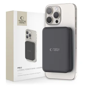 Tech-Protect LifeMag PB11 portatīvais lādētājs ar MagSafe 10000mAh 15W USB-C ports - melna + USB-C kabelis