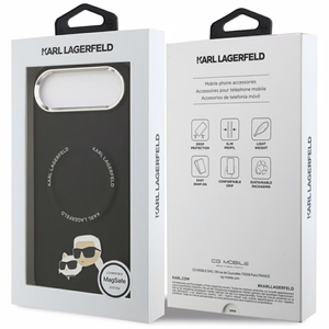 KARL LAGERFELD viedtālruņa apvalks IPHONE 17 Air, ar magnētisko MagSafe, (KLHMP17MPSMLRKCK, PU K&C PINS) melns