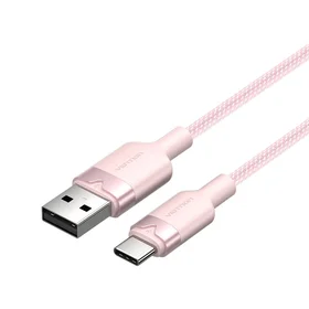 USB 2.0 A uz USB-C 3A kabelis Vention CTNPH 2M (rozā)