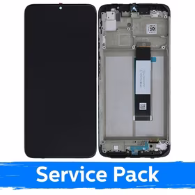 LCD Displejs Saderīgs ar Xiaomi Redmi 9T / Poco M3 Melns Ar Frame (Service Pack)