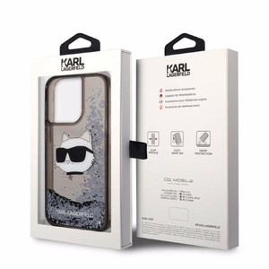 Karl Lagerfeld KLHCP14XLNCHCK iPhone 14 Pro Max 6.7" melns/melns kietais apvalks Glitter Choupette Head