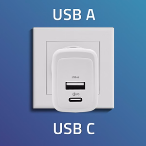 Qoltec 51825 GaN 45W lādētājs, 5-20V, 1.5-3A, 1 x USB-C PD, 1x USB QC 3.0, balts