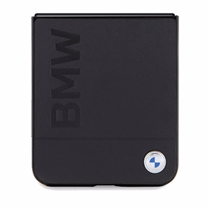 BMW ādas Hot Stamp viedtālruņa apvalks Samsung Galaxy Z Flip 5 - melns