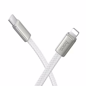 Plakanais kabelis USB C uz Lightning Hoco PD 30W 1 m X125 balts