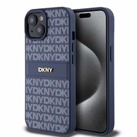 DKNY Ādas mono svītra un metāla logotips viedtālruņa apvalks iPhone 15 / 14 / 13 - zils