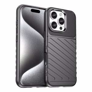 Thunder viedtālruņa apvalks iPhone 16 Pro Max silikona apvalks - melns