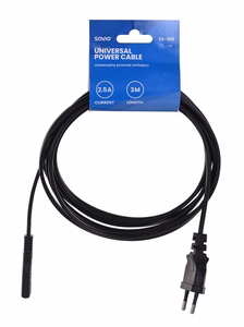 SAVIO Power cable 2pin (M) 3m CL-105 melns