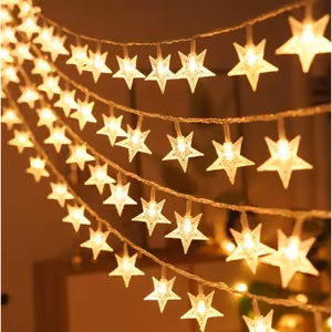 LED virtene 10M (80 LED spuldzītes) USB zvaigznes, silti balta