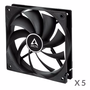 ARCTIC F12 PWM Maciņš Fan, 4-pin, 120mm, Melns, 5 pcs