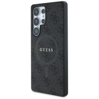 Guess Ādas 4G Krāsains Gredzens Klasiskais Logotips Magnētiskais Viedtālruņa apvalks Samsung Galaxy S25 Ultra melna