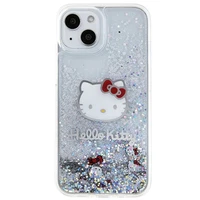 Hello Kitty šķidro spīdumu piekariņi Kitty Head viedtālruņa apvalks iPhone 15 - sudrabains