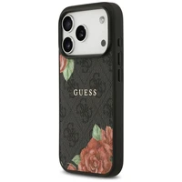 Guess 4G Flowers Print Magnētiskais viedtālruņa apvalks iPhone 17 Pro Max - melna