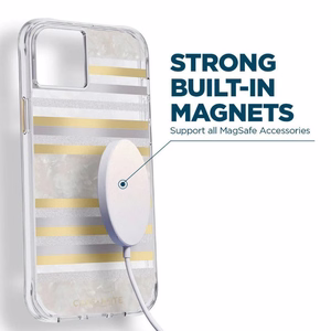 Case-Mate Pearl Stripes MagSafe vāciņš ierīcei iPhone 14 / 13, rotāts ar perlamutru