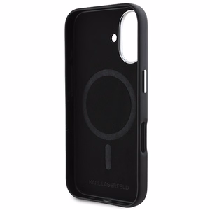 Karl Lagerfeld FW Metal Plate Magnētiskais iPhone 16 Plus viedtālruņa apvalks - melns