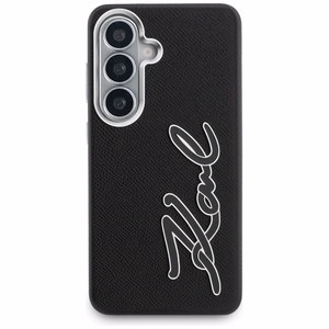 Karl Lagerfeld Grained Signature Metal Resin Logo maciņš Samsung Galaxy S26 melns