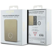 Guess Magnētiskā 4G Strassed Metāla Logotips indukcijas portatīvais lādētājs 15W 5000mAh - zelta