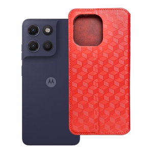 Atlokāmais maciņš Motorola G17 Cubic Book, sarkans
