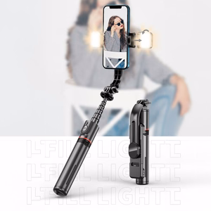Tech-Protect L05S Bluetooth selfie nūja statīvs un LED gaisma melna