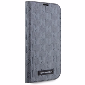 Karl Lagerfeld KLBKP14SSAKLHPG iPhone 14 6.1" grāmatas apvalks sudraba/sudraba Saffiano Monogram