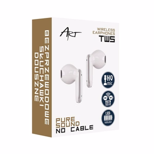 ART bezvadu austiņas Bluetooth TWS ar dokstaciju Type C AP-TW-B4W balta