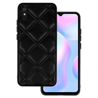 Ādas 3D viedtālruņa apvalks Xiaomi Redmi 9A dizains 3 melns