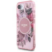 Guess IML Flowers magnētiskais viedtālruņa apvalks iPhone 16e - rozā