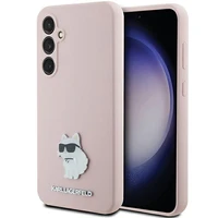 Karl Lagerfeld silikona Choupette Metal Pin viedtālruņa apvalks Samsung Galaxy S23 FE - rozā