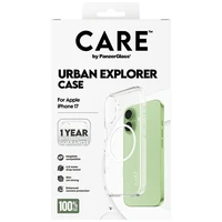 CARE by PanzerGlass Flagship Urban Explorer viedtālruņa apvalks ar baltu magnētisko MagSafe, paredzēts iPhone 17 – caurspīdīgs