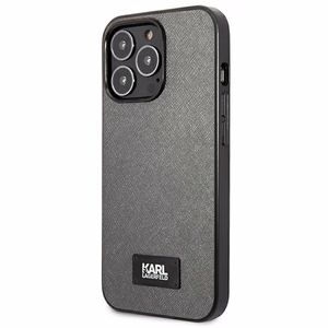 Karl Lagerfeld Saffiano plāksnes viedtālruņa apvalks iPhone 13 Pro / 13 6.1" - sudraba