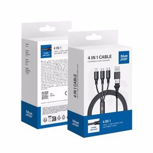 BLUE STAR kabelis 4in1 Type C uz USB A uz Micro USB / Lightning / Type C 2,4A 12W Cafule C172 1,2 m melns