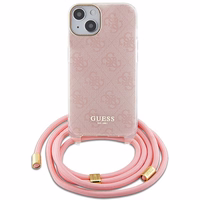 Guess GUHCP15SHC4SEP iPhone 15 / 14 / 13 6.1" rozā maciņš Crossbody Cord 4G Print