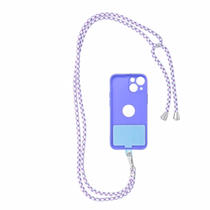 SWING (6mm) tālruņa siksniņa, tālruņa piekariņš ar regulējamu garumu / auklas garums 165 cm (maks. 82,5 cm cilpā) / uz pleca vai kakla – balts–violets
