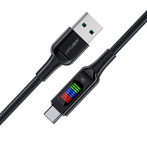 Acefast C7-04 USB-A USB-C 60W 1.2m kabelis ar ekrānu - melns