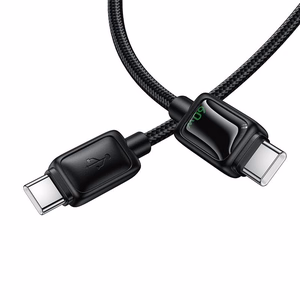 Kabelis ar LCD USB C uz USB C Hoco 3A 60W 1,2 m U146 melns