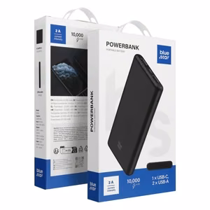 Ārējais akumulators Blue Star W1061 2A 10000mAh, melns