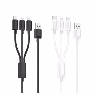 Kabelis 3in1 USB A uz Lightning / Micro USB / USB C Hoco 2A X74 1 m melns