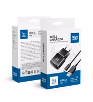 BLUE STAR ceļojumu lādētājs 2A 10W USB A + kabelis USB A uz Micro USB TFK-TC-1100B melns