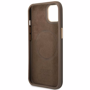 Guess GUHMP14MU4GPRW iPhone 14 Plus 6.7 "brūns / brūns cietais apvalks 4G Logo Plate MagSafe