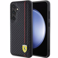 Ferrari Carbon Printed Line viedtālruņa apvalks Samsung Galaxy S24+ - melns