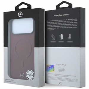Mercedes 3D MagSafe ādas maciņš, paredzēts iPhone 17 Pro Max, tumši zils