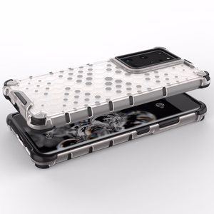 Šūnveida dizaina viedtālruņa apvalks bruņots pārsegs ar gēla rāmi Samsung Galaxy S22 Ultra zils