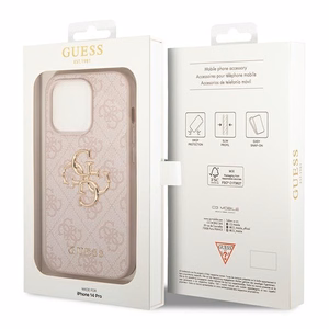 Guess GUHCP14L4GMGPI iPhone 14 Pro 6,1 rozā ciets apvalks 4G Big Metal Logo