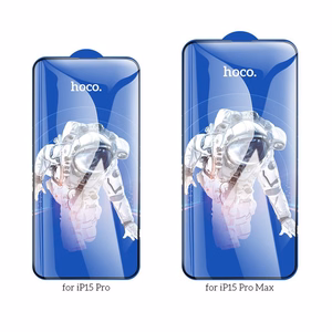 HOCO aizsargstikls HD 5D Guardian shield (komplekts 10-in-1) paredzēts iPhone 15 Pro melns (G14)