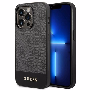 Guess GUHCP14LG4GLGR iPhone 14 Pro 6.1" pelēks maciņš 4G Stripe Collection