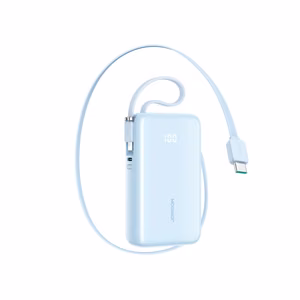 Joyroom JR-PR2L Внешний аккумулятор 10000mAh 35W со встроенным выдвижным кабелем USB-C и кабелем-шнурком Lightning - синий