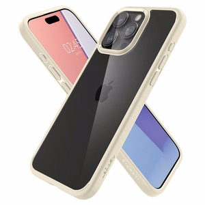 Spigen Crystal Hybrid viedtālruņa apvalks iPhone 15 Pro Max - caurspīdīgi bēšs