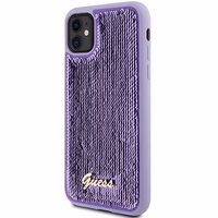 Guess Sequin Script Metal apvalks viedtālrunim iPhone 11 / Xr - violets