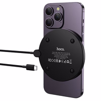 Bezvadu lādētājs Hoco 15W ar USB-C kabeli un digitālo indikatoru CW62 melna krāsa