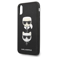 Karl Lagerfeld Saffiano Karl&Choupette Head viedtālruņa apvalks iPhone X/XS - melns