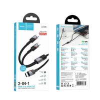 Kabelis 2in1 USB C uz USB C / USB C Hoco 5A 100W 1,2 m U139 melns